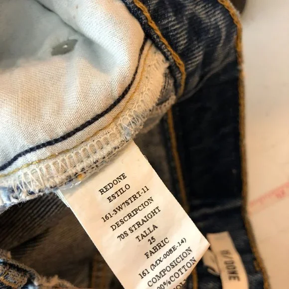 Re/Done Womens Jeans 90s Straight Indigo Stone Wash Zip Fly 25